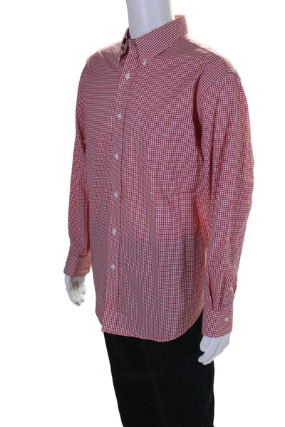 Lauren Ralph Lauren Mens Red Gingham Classic Fit Non Iron Dress Shirt Size 17.5