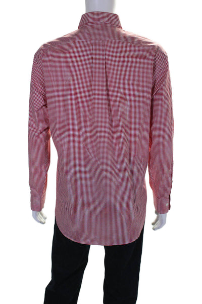 Lauren Ralph Lauren Mens Red Gingham Classic Fit Non Iron Dress Shirt Size 17.5