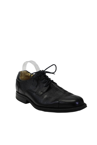 Belvedere Mens Solid Black Leather Lace Up Oxford Shoes Size 11