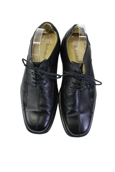 Belvedere Mens Solid Black Leather Lace Up Oxford Shoes Size 11