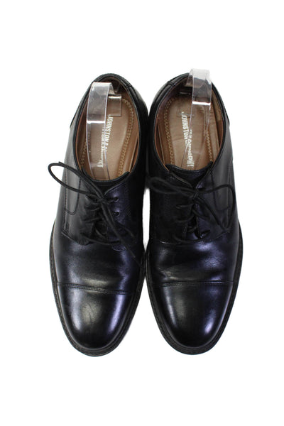 Johnston & Murphy Mens Black Leather Cap Toe Lace Up Oxford Shoes Size 11M