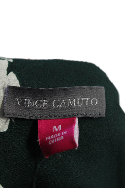 Vince Camuto Womens Long Flare Sleeve V Neck Floral Blouse Top Green Size Medium