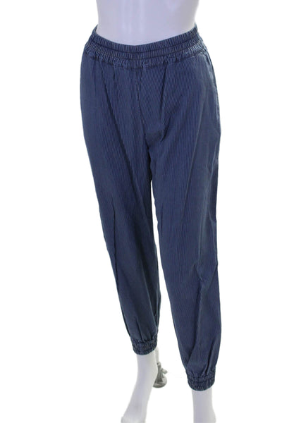 Sweaty Betty Womens Elastic Waistband Vertical Striped Jogger Pants Blue Small