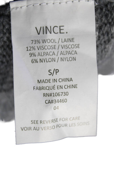 Vince Womens Wool Blend Knit Textured V-Neck Pullover Sweater Top Gray Size S