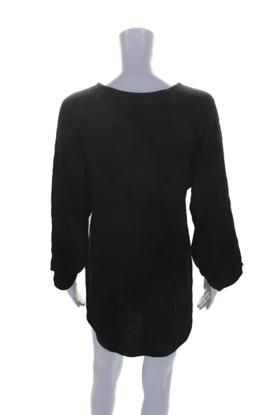 Maje Womens Round Neck Long Sleeve Pullover Mini Dress Black Size 2