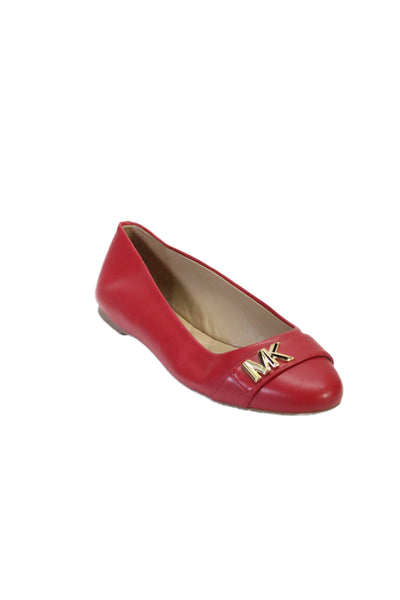 Michael Kors Womens Leather Round Toe Slip On Ballet Flats Red Size 10M