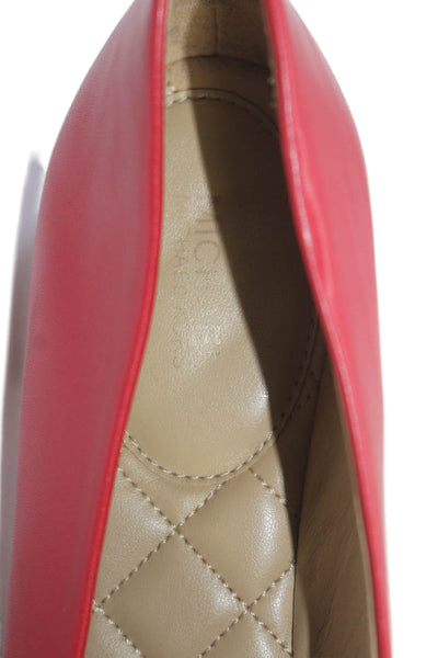 Michael Kors Womens Leather Round Toe Slip On Ballet Flats Red Size 10M