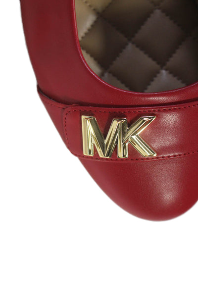 Michael Kors Womens Leather Round Toe Slip On Ballet Flats Red Size 10M