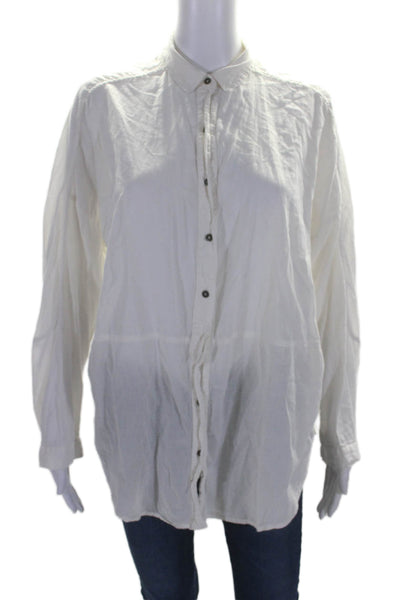 Free People Womens Long Sleeves Button Down Shirt White Cotton Size Extra Small