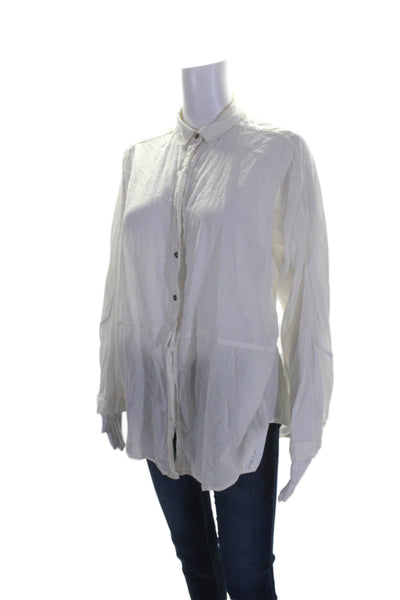 Free People Womens Long Sleeves Button Down Shirt White Cotton Size Extra Small