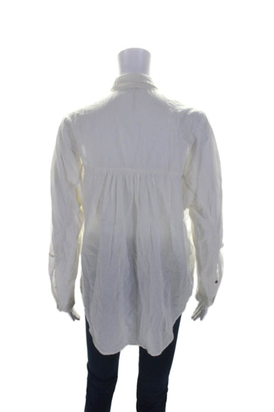 Free People Womens Long Sleeves Button Down Shirt White Cotton Size Extra Small