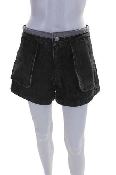 Opening Ceremony Womens Denim Zip Up High Rise Shorts Black Cotton Size 2