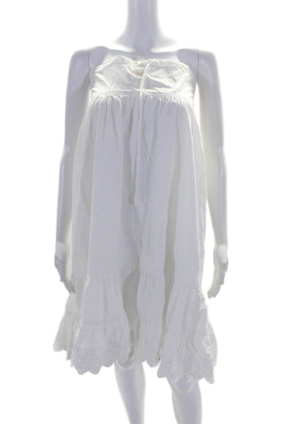 La Vie Rebecca Taylor Womens Halter Neck A Line Dress White Cotton Size Small