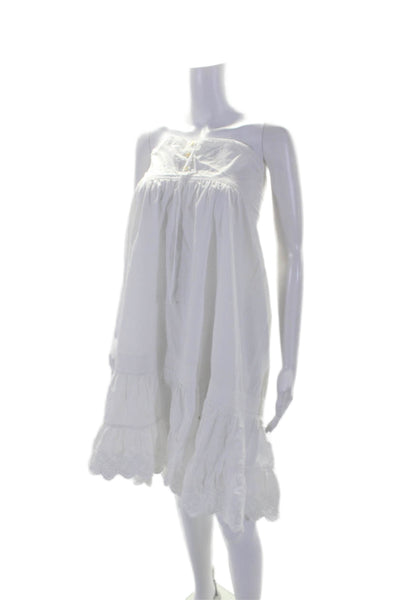 La Vie Rebecca Taylor Womens Halter Neck A Line Dress White Cotton Size Small