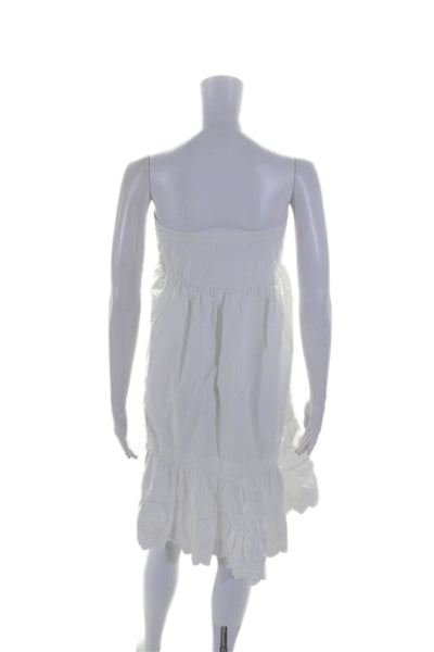 La Vie Rebecca Taylor Womens Halter Neck A Line Dress White Cotton Size Small