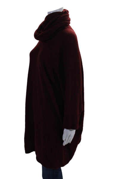 Y's Womens Long Turtleneck Short Sleeved Knitted Ribbed Poncho Red Size 2