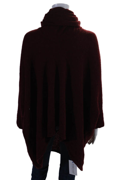 Y's Womens Long Turtleneck Short Sleeved Knitted Ribbed Poncho Red Size 2