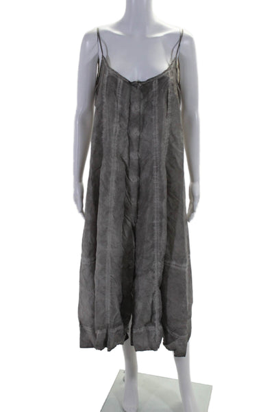 Rundholz Womens Spaghetti Strapped Snap Button Closure A-Line Dress Gray Size M