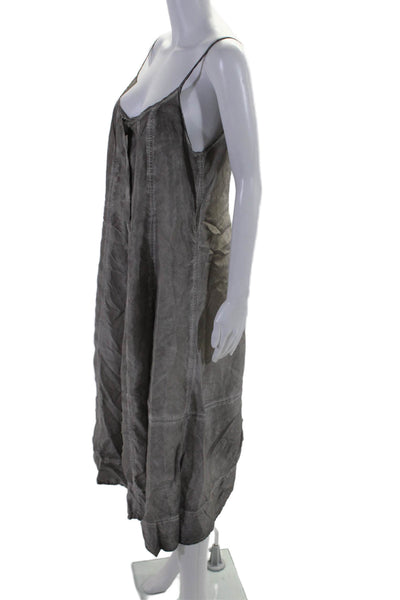 Rundholz Womens Spaghetti Strapped Snap Button Closure A-Line Dress Gray Size M