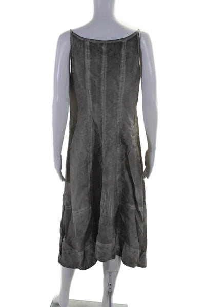 Rundholz Womens Spaghetti Strapped Snap Button Closure A-Line Dress Gray Size M