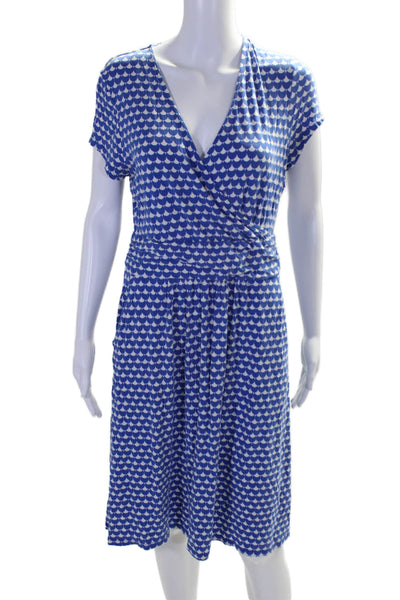 Boden Womens Geometric Printed Short Sleeved Pocketed Dress Blue Size 10