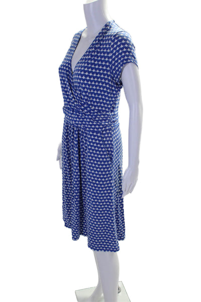 Boden Womens Geometric Printed Short Sleeved Pocketed Dress Blue Size 10