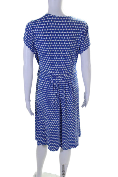 Boden Womens Geometric Printed Short Sleeved Pocketed Dress Blue Size 10