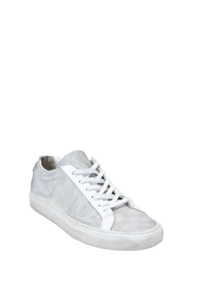 Woman by Common Projects Womens Low Top Lace Up Sneakers White Silver Size 7