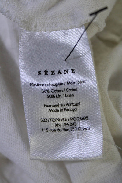 Sezane Womens Sleeveless Pullover Tank Top White Cotton Blend Size Small