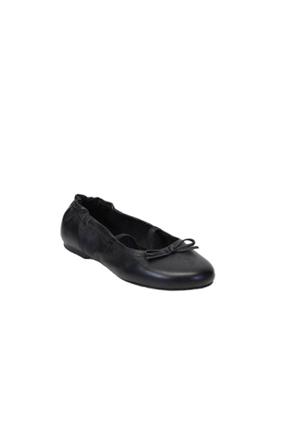 Polo Ralph Lauren Childrens Girls Leather Bow Slide On Ballet Flats Black Size 1