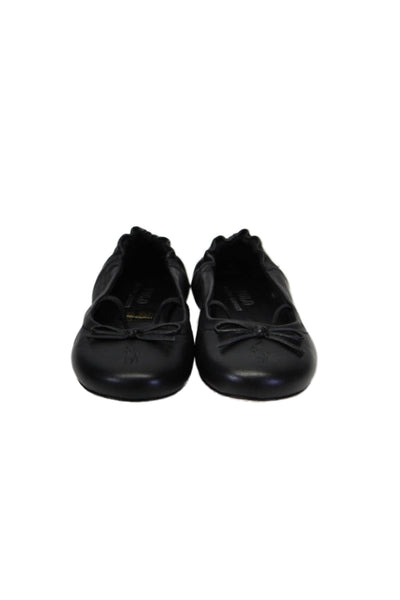 Polo Ralph Lauren Childrens Girls Leather Bow Slide On Ballet Flats Black Size 1