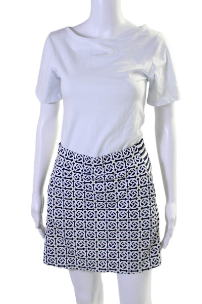 J. Mclaughlin Womens Geometric Print Elastic Waist A Line Skirt Blue Size XS