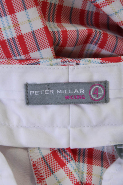 Peter Millar Mens Flat Front Plaid Casual Shorts Red Size 6