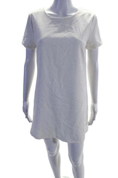 Lulus Womens Short Sleeve Round Neck A Line Dress White Size S