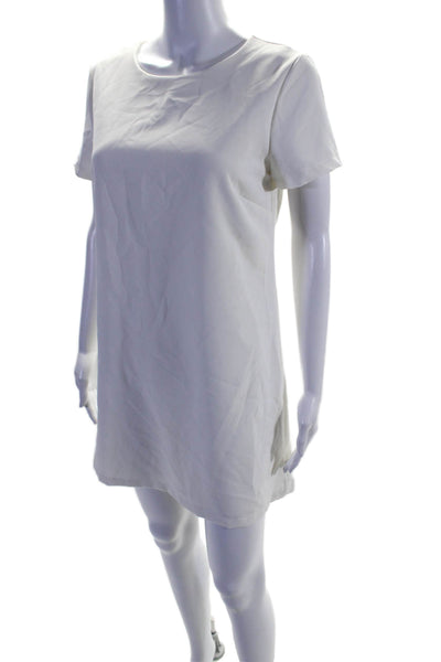 Lulus Womens Short Sleeve Round Neck A Line Dress White Size S