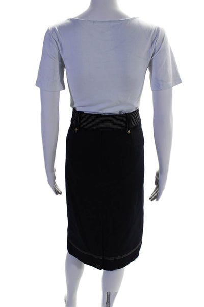 J Crew Womens Waist Tie Back Zip Long Straight Skirt Wool Blue Size 6