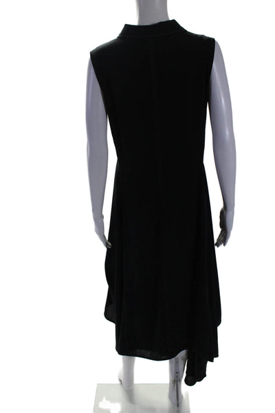 Adeam Womens Black Collar Sleeveless Button Front Fit & Flare Dress Size L