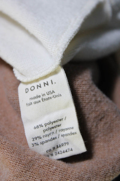 Donni Women's Round Neck Long Sleeves Color Block Cardigan Beige Size S