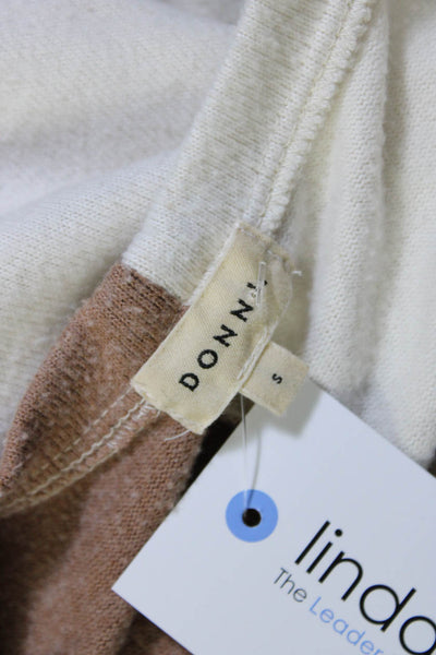 Donni Women's Round Neck Long Sleeves Color Block Cardigan Beige Size S