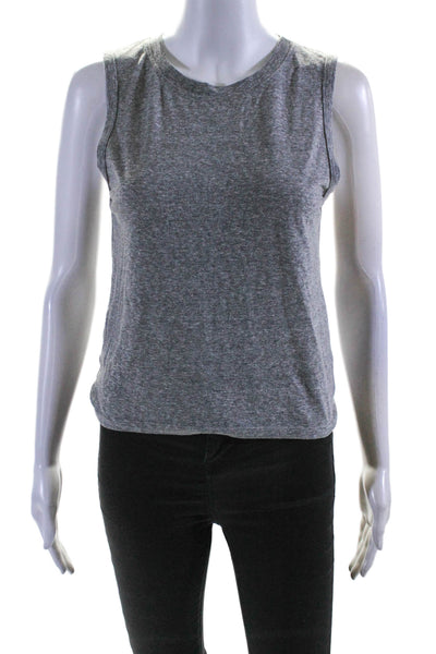 Year Of Ours Womens Round Neck Sleeveless Back Tied Hem Tank Top Gray Size S