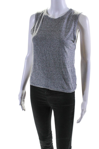 Year Of Ours Womens Round Neck Sleeveless Back Tied Hem Tank Top Gray Size S