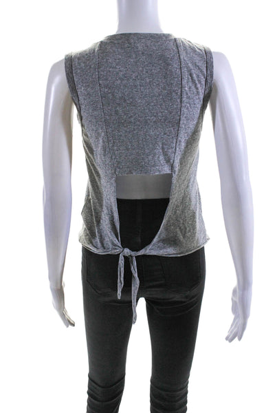 Year Of Ours Womens Round Neck Sleeveless Back Tied Hem Tank Top Gray Size S