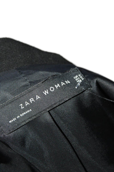 Zara Woman Womens Snap Buttoned Zipped Collared Long Sleeve Jacket Black Size XS