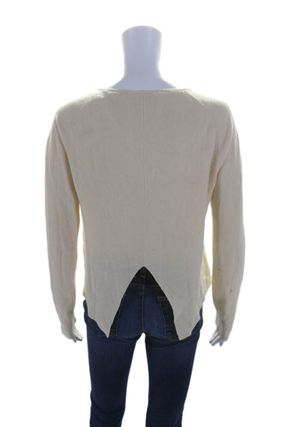 ALC Womens Merino Wool Long Sleeve V Neck Knit Blouse Cream Size XS