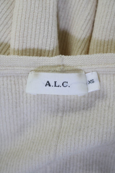 ALC Womens Merino Wool Long Sleeve V Neck Knit Blouse Cream Size XS