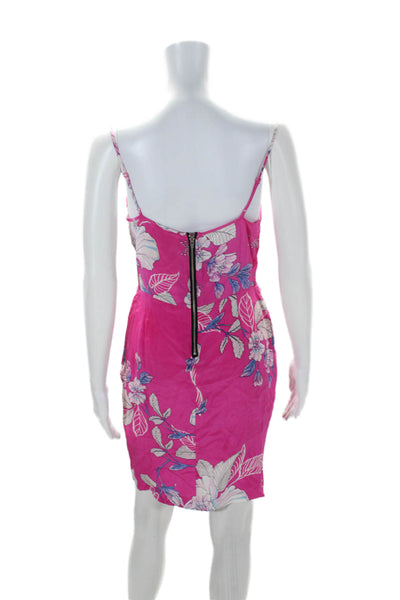 Yumi Kim Womens Silk Floral Print V Neck Spaghetti Strap Dress Pink Size S