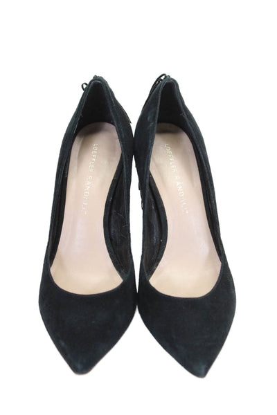 Loeffler Randall Womens Suede Pointed Toe Fringe Trim Pumps Black Size 6.5