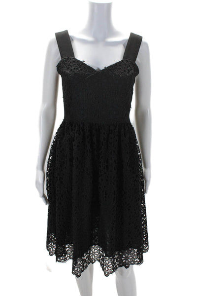 Claudie Pierlot Womens Floral Embroidered V-Neck Sleeveless Dress Black Size 36