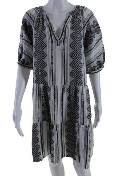 Velvet by Graham & Spencer Womens Gray Printed V-Neck Short Sleeve Dress Size M