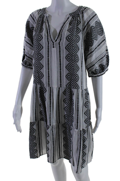 Velvet by Graham & Spencer Womens Gray Printed V-Neck Short Sleeve Dress Size M